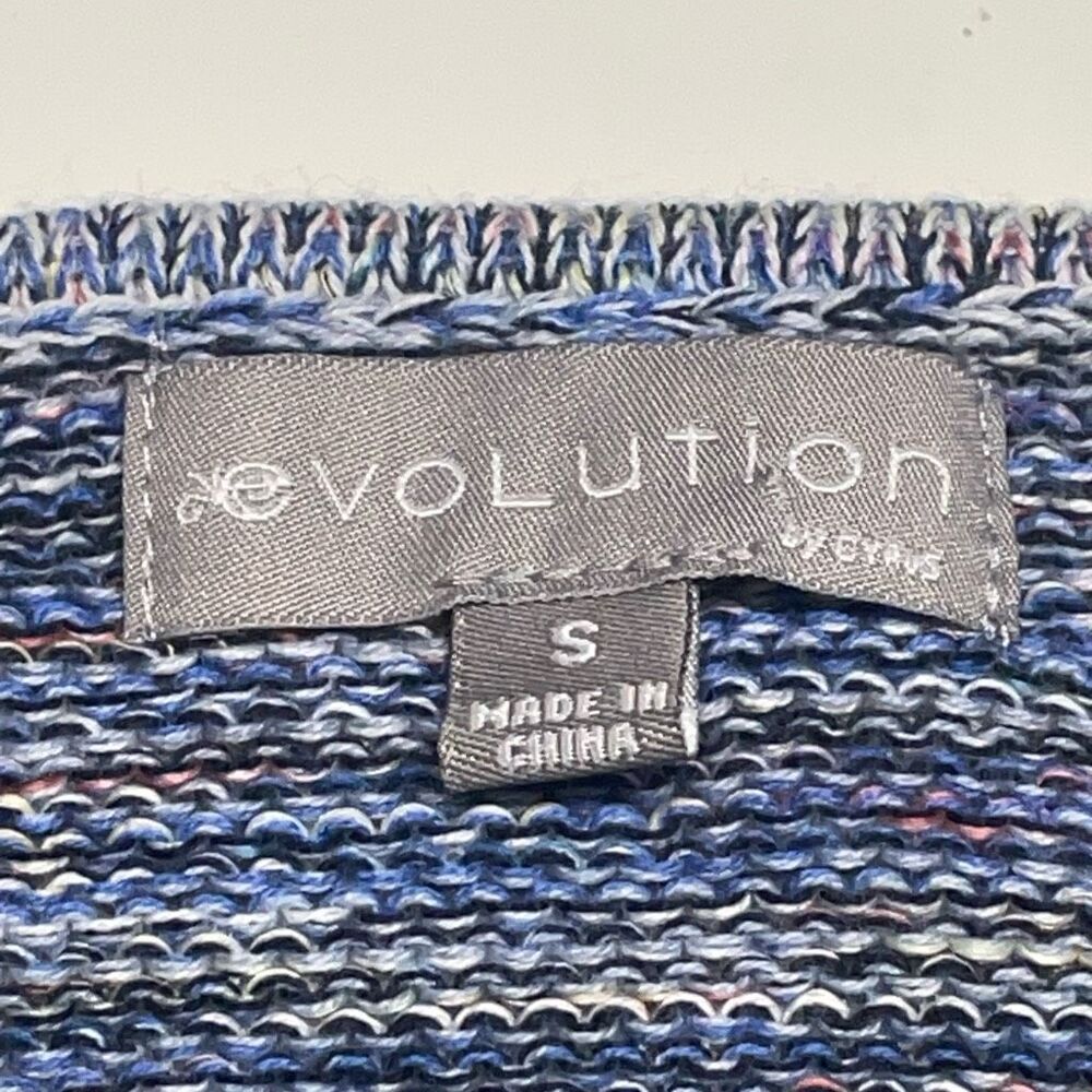 Evolution Blue Confetti Ric-Rac Open Knit Pullover Sweater - Picture 3 of 6